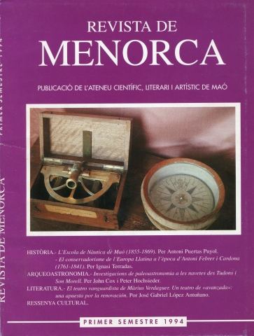 Revista de Menorca. Publicació de l'Ateneu científic, literari i artístic de Maó (Primer semestre 1994)